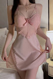 Cute A-Line Lace Appliques V-Neck Short Nightgown and Robe Set