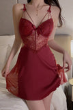 Cute A-Line Lace Appliques V-Neck Short Nightgown and Robe Set