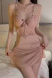 Cute A-Line Lace Appliques V-Neck Short Nightgown and Robe Set