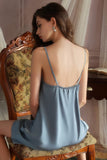 Simple V-Neck Spaghetti Straps Satin Sleeveless Short Nightgown