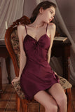 Backless Spaghetti Strap Built-in Bra Nightgown and Robe Set