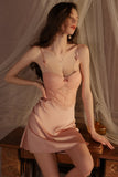 A-Line Empire-Waist Sleeveless Appliques Spaghetti Straps Short Nightgown and Robe Set