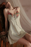 Cute V-Neck A-Line Straps Empire-Waist Sleeveless Appliques Short Nightgown
