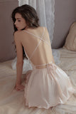 Plunging V-Neck Satin Spaghetti Straps A-Line Empire-Waist Short Nightgown and Robe Set