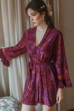 Luxury Butterfly Print Sweet Lace Deep V-Neck Padded Nightgown Robe Set