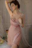 Sexy Pleats Spaghetti Straps A-Line Satin Short Nightgown and Robe Set