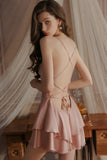 Classic Spaghetti Straps Cowl Neck Satin Tiered Nightgown and Robe Set