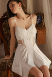 A-Line V-Neck Spaghetti Straps Butterfly Short Nightgown and Robe Set