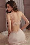 V-Neck Spaghetti Straps A-Line Lace Appliques Short Nightgown and Robe Set