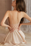 A-Line V-Neck Spaghetti Straps Butterfly Short Nightgown and Robe Set