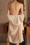 A-Line V-Neck Spaghetti Straps Butterfly Short Nightgown and Robe Set