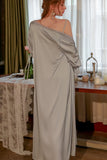 Spaghetti Straps V-Neck with Ruffles Satin Long Nightgown and Robe Set