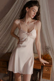 Backless Spaghetti Strap Built-in Bra Nightgown and Robe Set