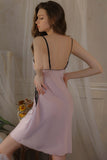 Sexy Pleats Spaghetti Straps A-Line Satin Short Nightgown and Robe Set
