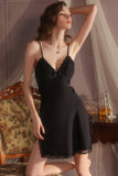 Spaghetti Straps A-Line Satin Empire-Waist V-Neck Appliques Short Nightgown and Robe Set