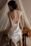 Luxury Velvet Nightdress Sweet Spaghetti Straps V-Neck with Padded Lace Nightgown Robe Set