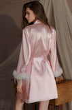 Simple Spaghetti-Strap Nightdress with Tie-Front Robe Purely Sensual Homewear Set