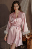 Simple Spaghetti-Strap Nightdress with Tie-Front Robe Purely Sensual Homewear Set