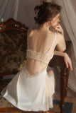 V-Neck Spaghetti Straps A-Line Lace Appliques Short Nightgown and Robe Set
