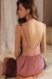 Pink Sweetheart Lace Appliques Sleeveless A-Line Short Nightgown and Robe Set