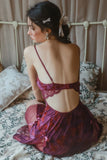 Luxury Butterfly Print Sweet Lace Deep V-Neck Padded Nightgown Robe Set