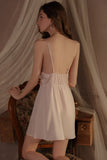 A-Line Empire-Waist Sleeveless Appliques Spaghetti Straps Short Nightgown and Robe Set