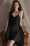 Backless Spaghetti Strap Built-in Bra Nightgown and Robe Set