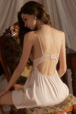 Spaghetti Straps Lace Appliques Sweetheart Sleeveless Short Nightgown and Robe Set