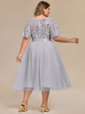 Plus Size A-Line Empire-Waist Sequin Appliques Wedding Guest Dress