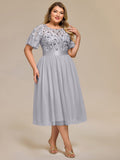 Plus Size A-Line Empire-Waist Sequin Appliques Wedding Guest Dress