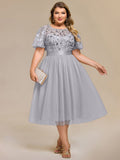 Plus Size A-Line Empire-Waist Sequin Appliques Wedding Guest Dress