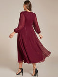 Plus Size A-Line Empire-Waist Long Sleeves A-Line Evening Dress