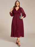 Plus Size A-Line Empire-Waist Long Sleeves A-Line Evening Dress