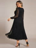 Plus Size A-Line Empire-Waist Long Sleeves A-Line Evening Dress