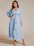 Plus Size A-Line Empire-Waist Long Sleeves A-Line Evening Dress