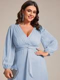 Plus Size A-Line Empire-Waist Long Sleeves A-Line Evening Dress