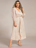 Plus Size A-Line Empire-Waist Long Sleeves A-Line Evening Dress
