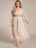 Plus Size A-Line Empire-Waist Long Sleeves A-Line Evening Dress