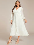 Plus Size A-Line Empire-Waist Long Sleeves A-Line Evening Dress