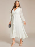 Plus Size A-Line Empire-Waist Long Sleeves A-Line Evening Dress