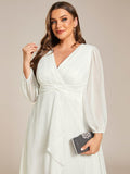 Plus Size A-Line Empire-Waist Long Sleeves A-Line Evening Dress