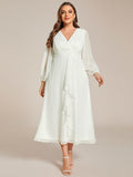 Plus Size A-Line Empire-Waist Long Sleeves A-Line Evening Dress