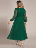 Plus Size A-Line Empire-Waist Long Sleeves A-Line Evening Dress