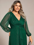 Plus Size A-Line Empire-Waist Long Sleeves A-Line Evening Dress