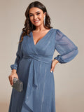 Plus Size A-Line Empire-Waist Long Sleeves A-Line Evening Dress