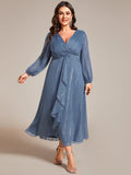 Plus Size A-Line Empire-Waist Long Sleeves A-Line Evening Dress