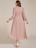 Plus Size A-Line Empire-Waist Long Sleeves A-Line Evening Dress