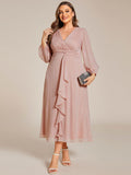 Plus Size A-Line Empire-Waist Long Sleeves A-Line Evening Dress