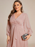 Plus Size A-Line Empire-Waist Long Sleeves A-Line Evening Dress