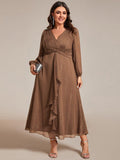 Plus Size A-Line Empire-Waist Long Sleeves A-Line Evening Dress